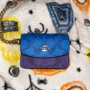 Coach purple and Blue Mini coin pouch
